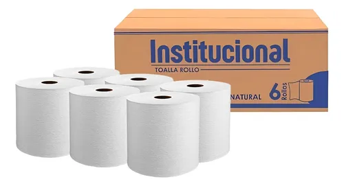 CAJA TOALLAS EN ROLLO 180 MTS BLANCA INSTITUCIONAL(6 PZS)