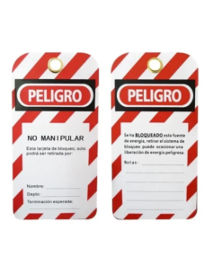 TARJETAS LOTO DE BLOQUEO PVC "PELIGRO" "NO MANIPULAR" PAQUETE 10 PZS MOD.1001