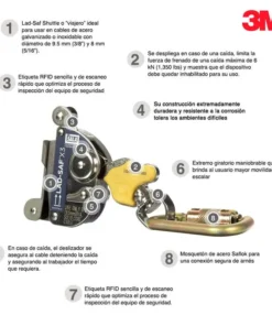 Alternative view of FRENO ANTICAÍDAS DESMONTABLE PARA CABLE ACERO 3/8 pulg. (9.5 mm) 3M™ DBI-SALA® Lad-Saf™ X3, 6160054