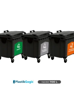 Combo ecológico 3 Contenedores con 4 ruedas Plastik Gogic Gubernamentales CDMX 1100 L