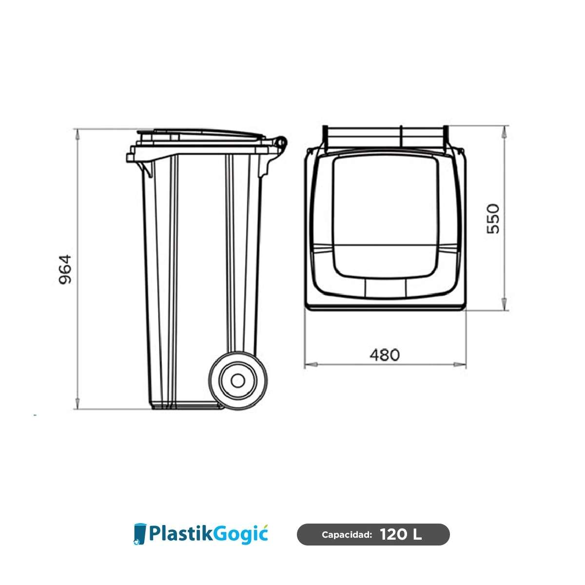 Contenedor con 2 ruedas y pedal Plastik Gogic 120 L - Image 4
