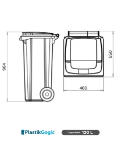 Alternative view of Contenedor RPBI 120 L PEDAL 2 ruedas Plastik Gogic