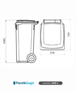 Alternative view of Contenedor RPBI 240 L 2 ruedas Plastik Gogic AMARILLO