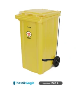 Contenedor RPBI 240 L pedal 2 ruedas Plastik Gogic AMARILLO