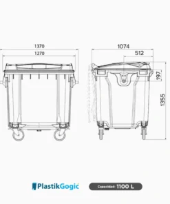 Alternative view of Contenedor RPBI 1100 L 4 ruedas Plastic Gogic