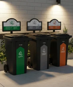 Alternative view of 3 Contenedores 120L, 2 ruedas con identificadores Gubernamentales Plastik Gogic