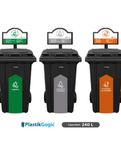 3 Contenedores 240 L con 2 ruedas con identificadores Plastik Gogic
