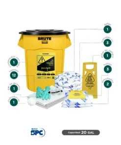 Alternative view of Kit antiderrames para aceite y derivados del petróleo SPC 20 Gal | absorción 16 Gal