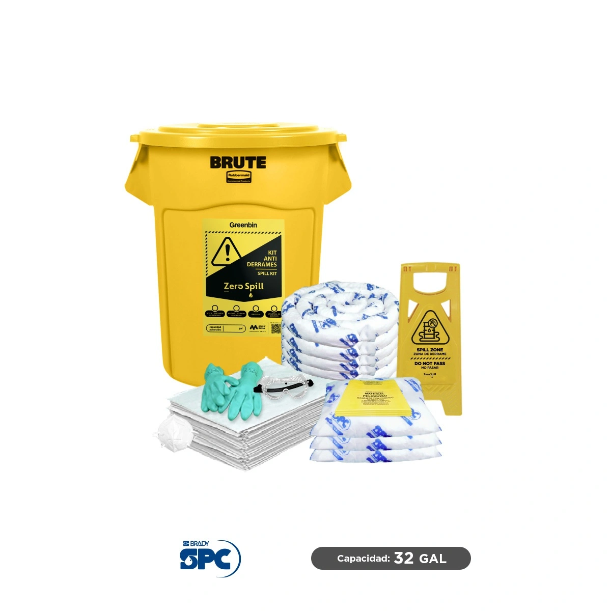 Kit antiderrames para aceite y derivados del petróleo SPC 32 Gal | absorción 31 Gal