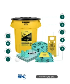 Alternative view of Kit antiderrames para líquidos agresivos o hazmat SPC 20 Gal | absorción 14 Gal