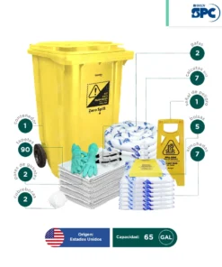 Alternative view of Kit antiderrames móvil para aceite y derivados del petróleo SPC 65 Gal | absorción 62 Gal