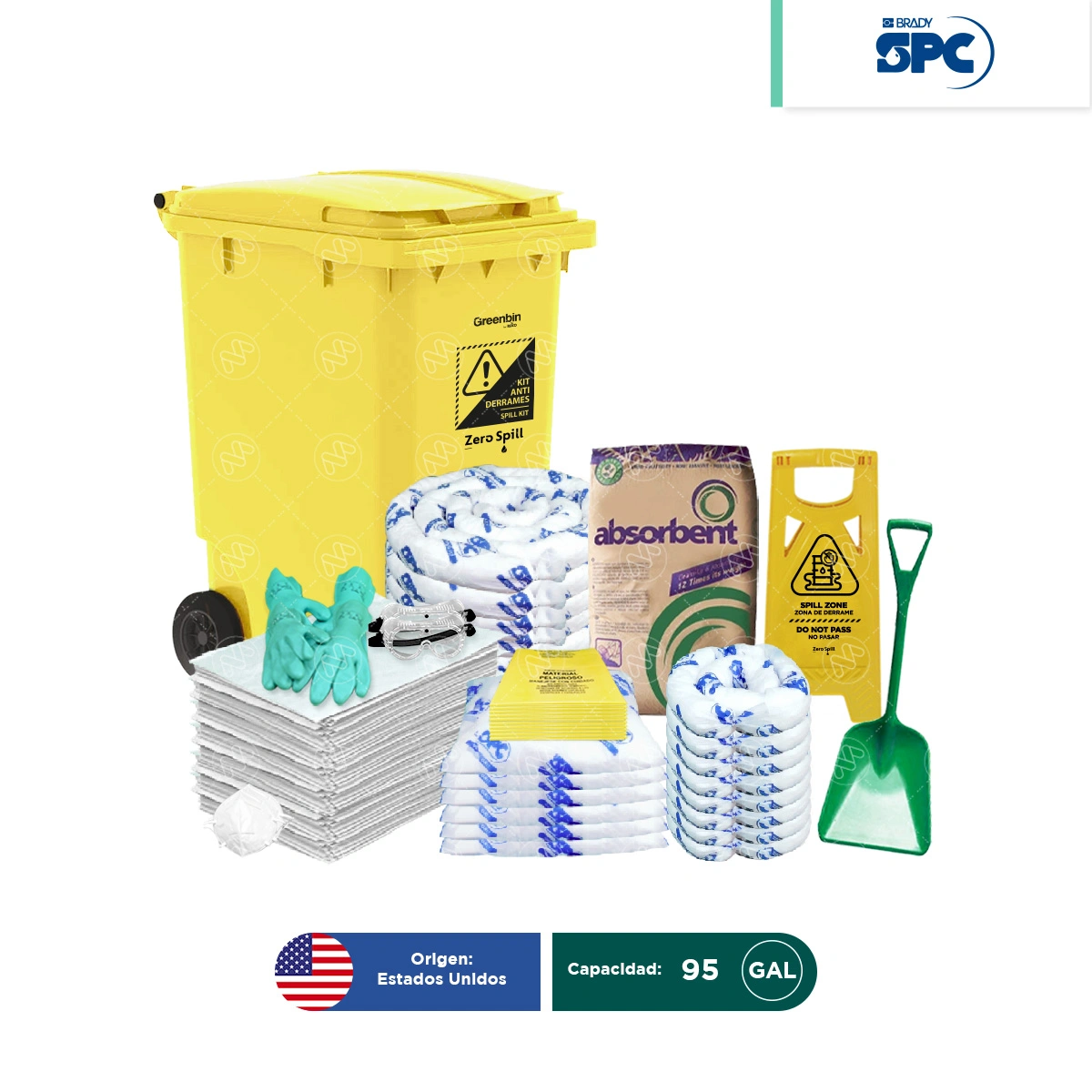 Kit antiderrames móvil para aceite y derivados del petróleo SPC 95 Gal | absorción 95 Gal