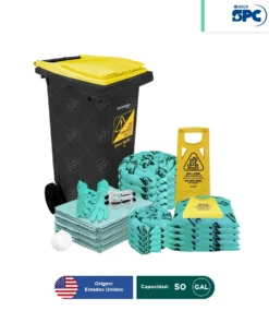 Kit antiderrames móvil para líquidos agresivos o hazmat SPC 50 Gal | absorción 38 Gal