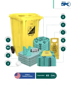 Alternative view of Kit antiderrames móvil para líquidos agresivos o hazmat SPC 65 Gal | absorción 51 Gal