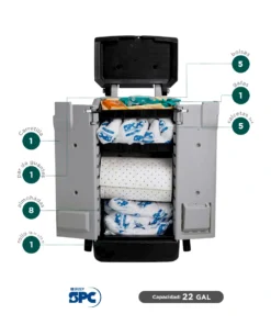Alternative view of Kit antiderrames móvil Kaddie para aceite y derivados del petróleo SPC absorción 22 Gal