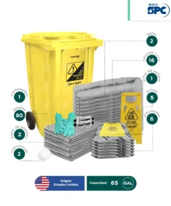 Alternative view of Kit antiderrames móvil universal no quimicos SPC 65 Gal | absorción 66 Gal