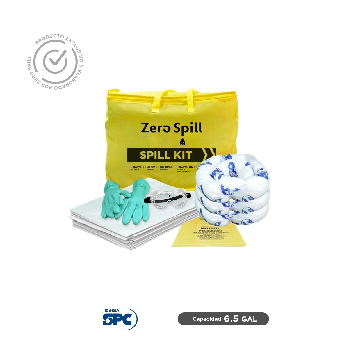 Kit antiderrames portátil para aceite y derivados del petróleo SPC 6.5 Gal | absorción 6 Gal