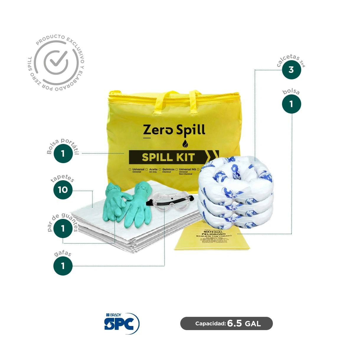 Kit antiderrames portátil para aceite y derivados del petróleo SPC 6.5 Gal | absorción 6 Gal - Image 2