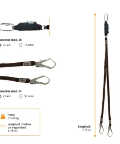 Alternative view of LÍNEA DE VIDA CON ABSORBEDOR DE IMPACTO 1.75mt Climax 34-A 30/31