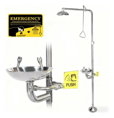 LAVAOJOS Y REGADERA DE EMERGENCIA ACERO INOX (incluye servicio de instalación)
