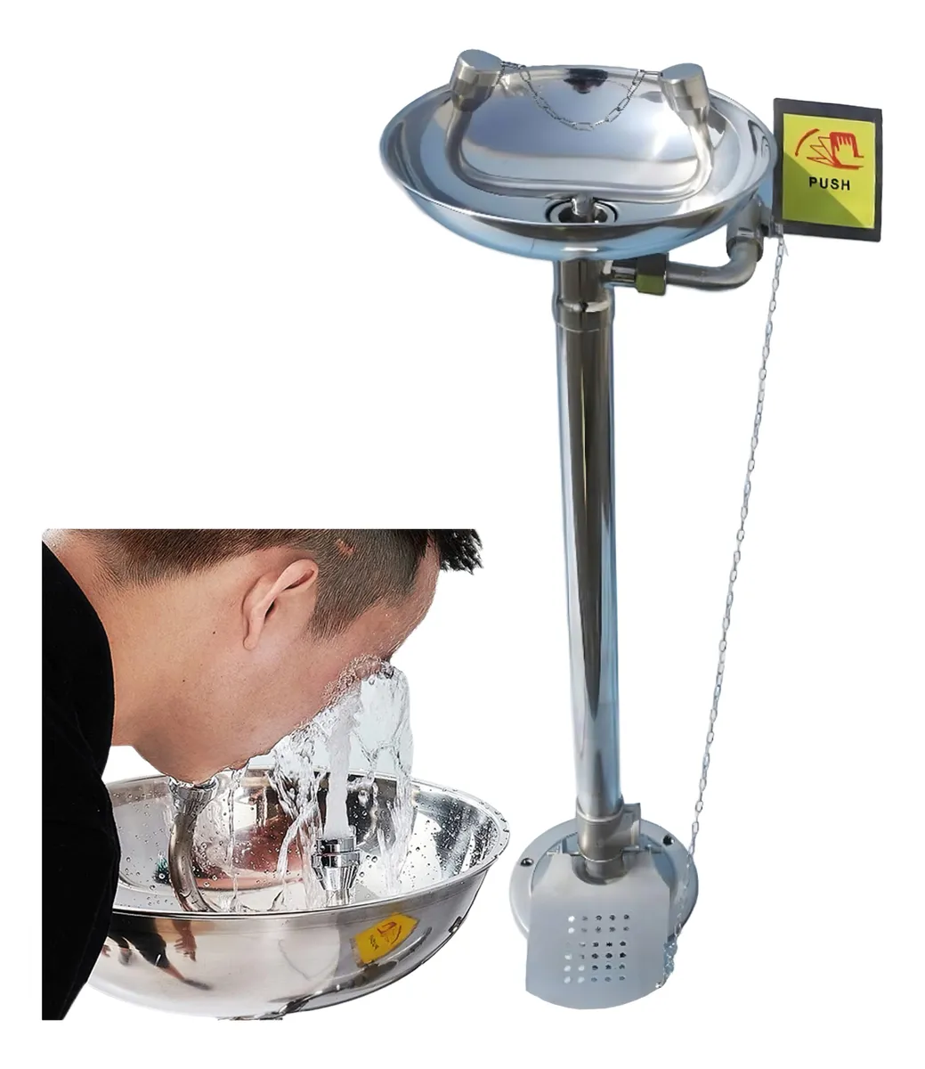 ESTACIÓN LAVAOJOS FIJO PARED CON PEDAL ACERO INOX (incluye servicio de instalación) - Image 2