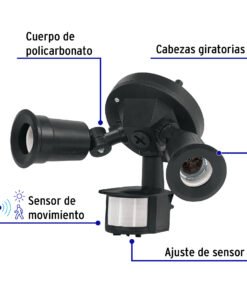 Alternative view of ARBOTANTE SENSOR DE MOVIMIENTOCABEZAS GIRATORIAS NEGRO (lamparas no incluida)