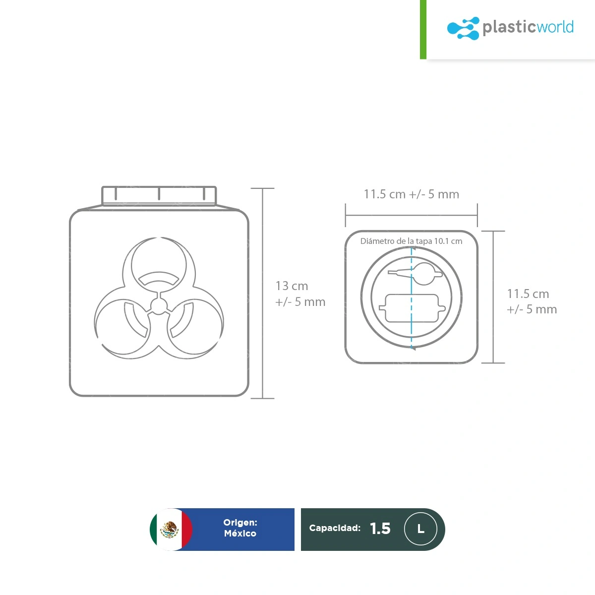CONTENEDOR DE PUNZOCORTANTES 1.5 LITROS - Image 2