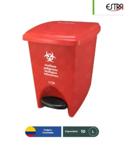 BOTE DE BASURA RPBI CON PEDAL 10 LITROS Estra