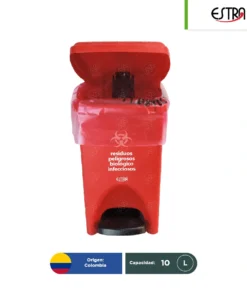 COMBO BOTE DE BASURA RPBI PEDAL  10 L + PAQUETE 100 BOLSAS RPBI Estra