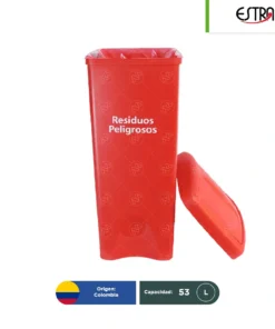 COMBO BOTE DE BASURA RPBI 53 LITROS TAPA VAIVÉN + PAQUETE 100 BOLSA RPBI  Estra