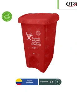 BOTE DE BASURA RPBI 35 LITROS TAPA VAIVÉN Estra MR