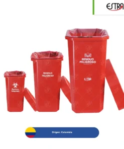 Alternative view of COMBO BOTE DE BASURA RPBI TAPA VAIVÉN 10, 26 y 53 LITROS+PAQUETE 100 BOLSAS RPBI Estrabins