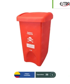 BOTE DE BASURA RPBI 35 LITROS TAPA VAIVÉN Calavera Estra