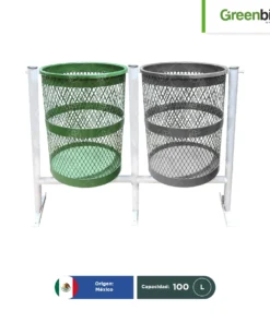 Papelera urbana doble acero 100×100x50 cm Barcelona