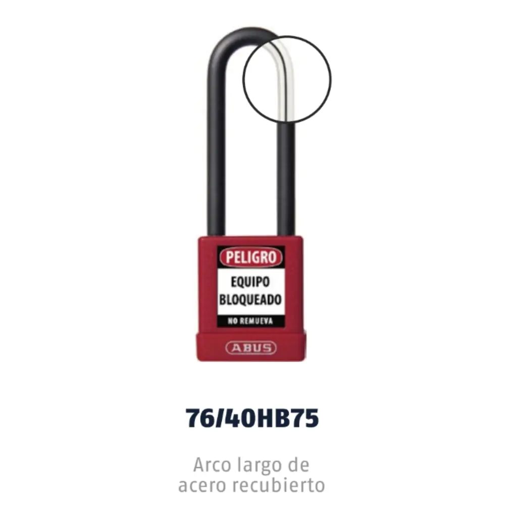 CANDADO DE BLOQUEO DIELÉCTRICO ARCO 75mm ACERO RECUBIERTO NANO-Protect ABUS 76/40HB75 KD - Image 2